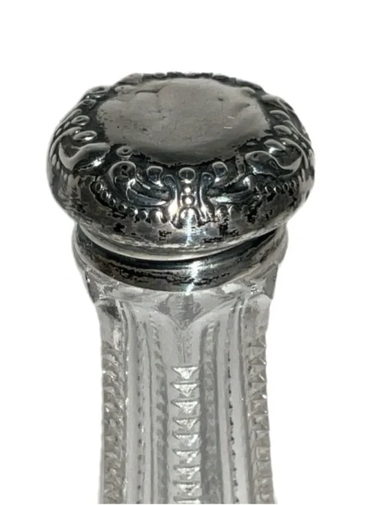Cut Glass Perfume Bottle with Sterling Silver Cap - Vintage - Picture 2 of 4